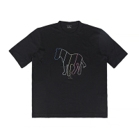 PAUL SMITH字母印花LOGO線條斑馬圖案設計有機棉短袖T恤(男款/黑)