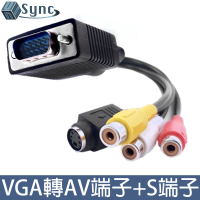 【UniSync】VGA轉AV/RCA母/端子線+S端子影像轉接器