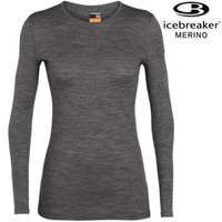 Icebreaker Oasis BF200 女款 素色圓領長袖上衣/美麗諾羊毛排汗衣 104375 013 化石灰