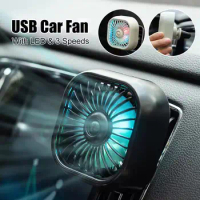Car Air Outlet Fan Usb Cooling Fan Led Light Usb Table Cooler Conditioner Air Interior Cooling Speed Automotive Fan Outlet E3w1