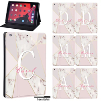 Tablet Case for Apple IPad 8 2020 10.2 Inch English Name Pattern Funda Flip Stand Cover Folio Protective Shell + Free Stylus