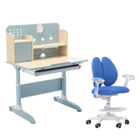 【E-home】努努多功能可升降兒童成長桌+可可成長椅組-桌寬100cm(兒童書桌 升降桌 書桌)