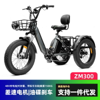 台灣公司/開發票 四輪電動代步車 老人代步車 老人三輪車 三輪車 機車 電動三輪自行車外貿代發電助力三輪車20寸胖胎駐車差數電機防側翻