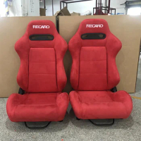 New Full Red Suede Cloth RECARO SPD Bucket Racing Seats JBR1035 Universal Sport Seat With Double Slider