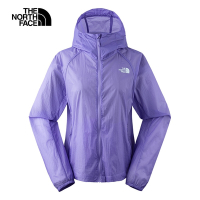 【The North Face 官方旗艦】北面女款紫色防潑水舒適透氣可打包連帽防風外套｜87VRPJO
