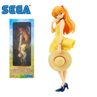 SEGA Original NEON GENESIS EVANGELION Anime Figure Asuka Langley Soryu Dress Straw Hat Action Figure Toys for Kids Gift Model