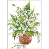 White lily of the valley vase Counted Cross Stitch 11CT 14CT 18CT DIY Chinese Cross Stitch Kits Embroidery Needlework Sets
