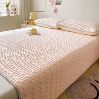 YanYangTian New Solid color Simple Mattress Luxury Foldable latex mattress bedroom Bedspread Ice silk mat 150 single Bed cover