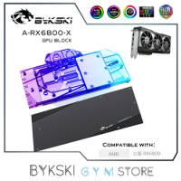 Bykski GPU Water Block For AMD Founder Edition Radeon RX 6800, VGA Cooler,GPU Card / Full Cover Copper Radiator Block A-RX6800-X