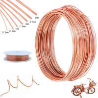 1-10M Bare Copper Wire Pure Copper Wire T2 Copper Coil Conductive Copper Wire, Bare Line Diameter 0.1/0.15/0.2/0.3/0.4/0.5-5mm