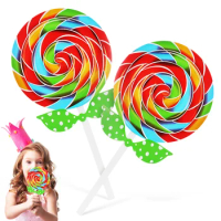 2 Pcs Large Hand Holding Prop Lollipop Child Lollipops Party Candy Decoration Coated Paper Felt Cloth Decorative Ornaments