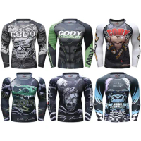 Men's Compression Shirt Muay Thai Boxing Sweatshirt Long Sleeve Gym TShirt MMA Fitness Quick Dry Bodybuilding Running Shirts