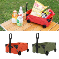 Mini Camping Car Storage Box Folding Outdoor Camping Bag Trolley Shopping Cart Organizer DIY Canvas Tissue Box with Wheels