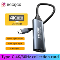 BGGQGG Type-C 2.0 Video Capture Card HDMI-compatible 4K 30Hz Game Grabber Record for Switch Xbox PS4/5 Live Broadcast Game