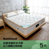 柏蒂家居-莫蒂默 瑞士Sanitized抗菌涼感紗水冷膠正三線獨立筒床墊-5尺標準雙人