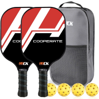 【HEICK】H-cooperate 玻璃纖維 匹克球拍組 入門初學款 輕量化球拍(匹克球40孔*4/玻纖球拍*2/收納背包*1)