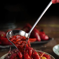 Scoop Stainless Steel Drizzle Sauce Spoon with Spout Rust-proof Sauce Spoon Durable Long Handle Grav