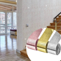 Bộ 2 miếng dán tường phong cách mosaic tự dính, gồm 1464 tấm gương mini bằng kính