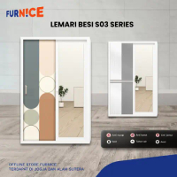 Lemari Besi Sliding S03 Series Wardrobe Minimalis 2 Pintu untuk Pakaian Anti Jamur & Rayap