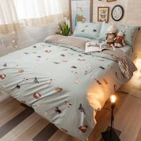 小貓窩 S2單人床包雙人薄被套3件組 四季磨毛布 北歐風 台灣製造 棉床本舖