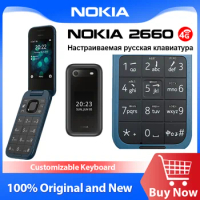 Original New Nokia 2660 4G Feature Flip Phone Dual SIM Card 2.8 Inch Bluetooth FM Radio 1450mAh Rugged Push-button Telephone