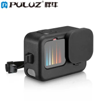 PULUZ for GoPro HERO10 Black / HERO9 Black Silicone Protective Case + POM Side Interface Cover with Wrist Strap &amp; Lens Cover