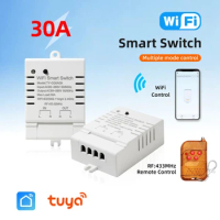 Tuya Smart Wifi Switch DIY Timer+Remote Wifi Wireless Controller 30A Power Monitor Kwh For Alexa Google Home