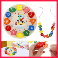 Mainan Jam Kayu Digital Puzzle Warna Warni Wooden Rainbow Clock Puzzle