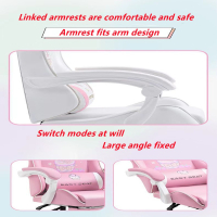 【Ready Stock】【SG Local Seller】Pink Gaming Chair Computer Chair Home Office Chair Adjustable Chair Ergonomic Chair E-Sports Chair Study Learning Chair PU Leather With Footrest Girl Cartoon Chair With Latex Air Cushion Gaming Chair Pink Racin