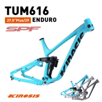 KINESIS TUM616 Aluminum Alloy Frame Mountain Bike Off-road Downhill Soft Tail Shock Bike Frame Compatible with 27.5/29 Inches
