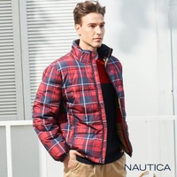 【NAUTICA】恆溫保暖科技羽絨格紋外套(紅)