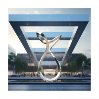 Custom Size Modern Metal Art Large Stainless Steel Twisted Sculpture Building Square Landscape Abstract Sculpture Customized