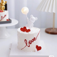520情人節蛋糕裝飾網紅帶燈告白氣球小熊玩偶擺件愛心熊生日插件