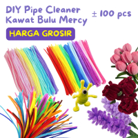 100 Pcs Pipe Cleaner Kawat Bulu 30cm/ Bahan Kraf DIY Manua/ Anak & Dewasa/ Bendung Mudah Floral Tape