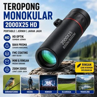 Teropong Monokular Portable HD Zoom 2000x25 Lensa Optik BAK4 FMC Anti Silau Gambar Jernih Sudut Leba