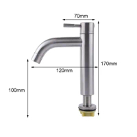 Stainless Steel Silver Unique Cold Sink Stopcock Shower Room Counter Basin Faucet Mixer Taps Single Lever Hole Basin