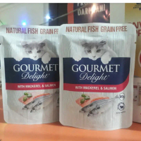 Gourmet Delight Mackerel & Salmon 80gr mirip whiskas super cat