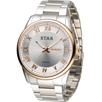 STAR 時代 羅馬戰士石英腕錶-銀色/43mm