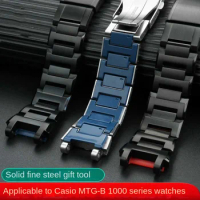 316 Stainless Steel Watchband For Casio MTG Watch B1000 Metal Strap Heart of Steel GSHOCK MTG-B1000 Black silver men‘s Bracelet