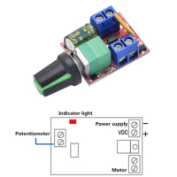 Mini DC Motor PWM Speed Controller Module 3V 6V 12V 24V 35VDC 90W 5A DC Motor Speed Regulator Control Switch LED Dimmer