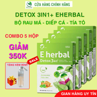 [GIẢM 350K] COMBO 5 Bột rau detox 3in1+ Eherbal - Rau má, diếp cá, tía tô mix mật ong - dễ uống, khô