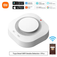 Xiaomi WiFi Smoke Alarm Tuya And Smart Life APP Remote Control Smoke Detector Sensor Home Security Smart Fire Sound Alarm System