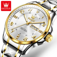 OLEVS 2910 Casual Quartz Watch Round-dial Alloy Watchband Week Display Calendar