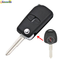 2 buttons Folding Flip Remote Key Shell Case Fob For Mitsubishi ASX Outlander Lancer Grandis with right key blade MIT11
