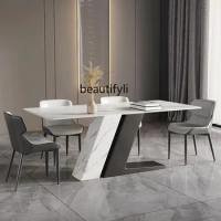 Italian Stone Plate Dining Table Pandora Bright Marble Rectangular Simple Home Dining Table