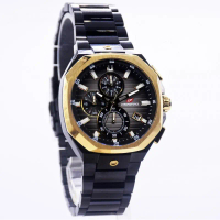Chronoforce CF-5353MBG Black Gold Jam Tangan Pria Original | Black Dial Black Stainless Steel Strap 
