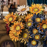 仿真花 假花 知根 13頭油畫仿真向日葵花束 歐式假花絹花裝飾花客廳擺放花卉