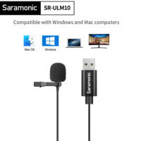 Saramonic SR-ULM10 USB Lavalier Microphone Clip-on Lapel Mic for PC Computer Laptop Live Streaming Recording Video Gaming 2m/6m