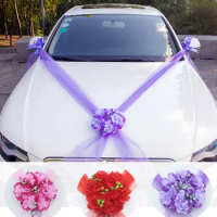 1PC car wreath wedding simulation flower wedding car decoration door handle bow silk flower wedding car decoration