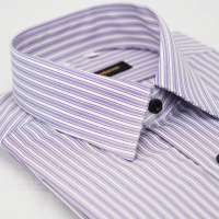 【金安德森】紫色白條紋黑扣吸排窄版長袖襯衫-fast